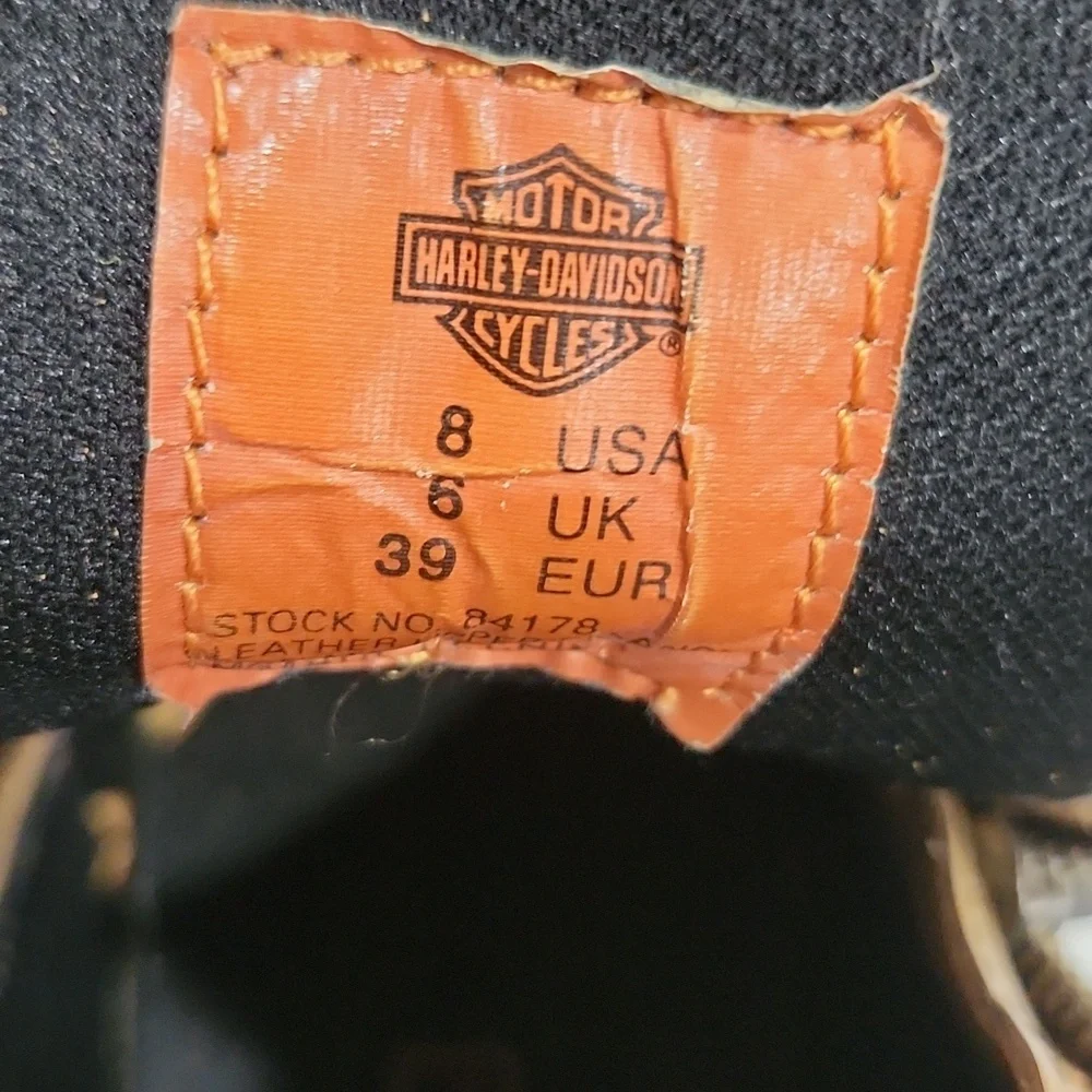 Harley Davidson Womens 84178 Motorcycle Boots Leather Block Heel Double Zipper